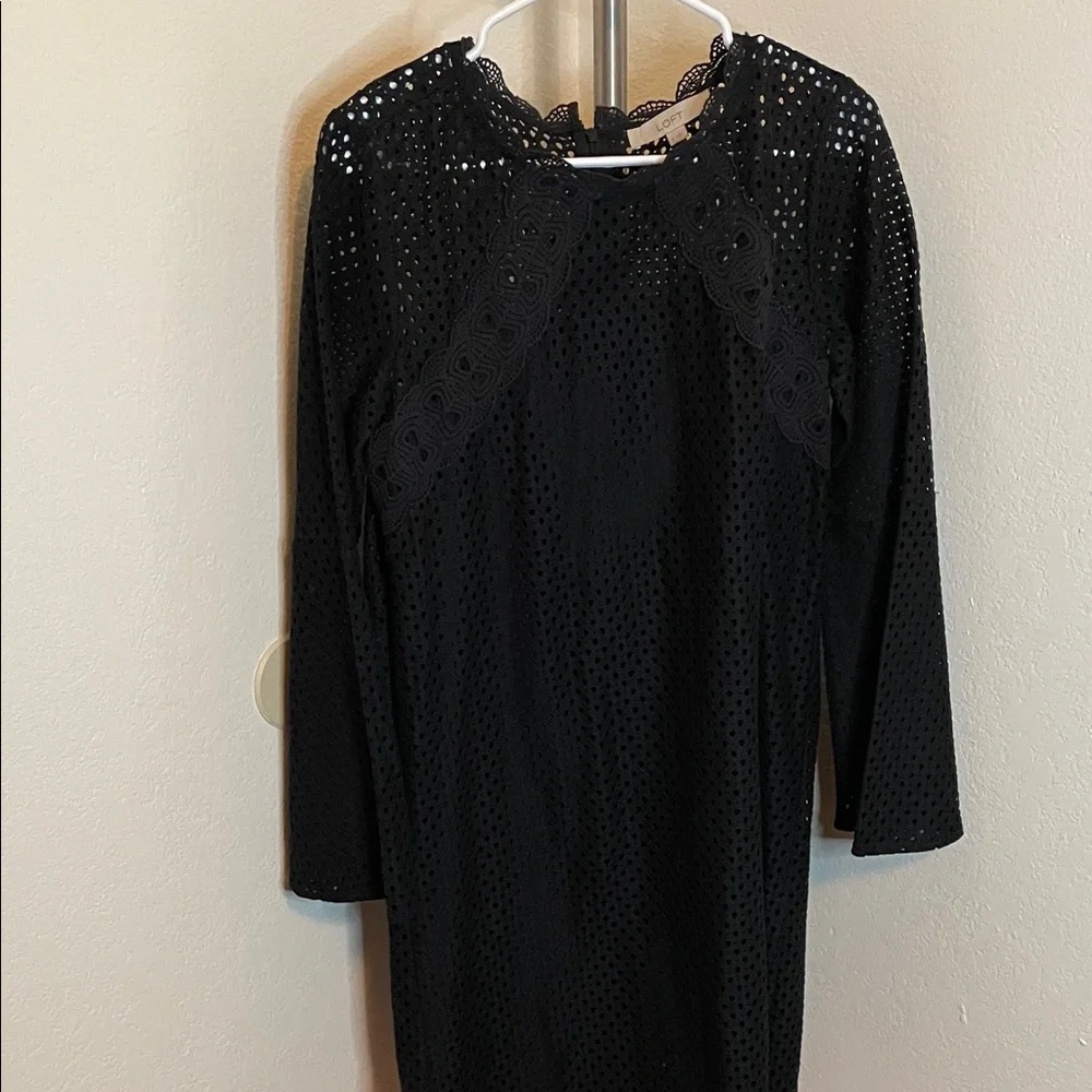LOFT Black Long Sleeve Lace Dress Stevie nicks approved - Picture 1 of 8
